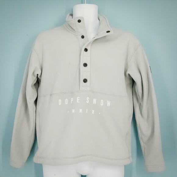 Dope Snow Size Small S Gray Comfy Snap Knit Snowboard Ski Pullover Jacket - Picture 1 of 7